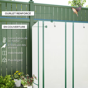 Serre de jardin balcon avec étagères métalliques 3 niveaux 2 portes acier noir PE blanc