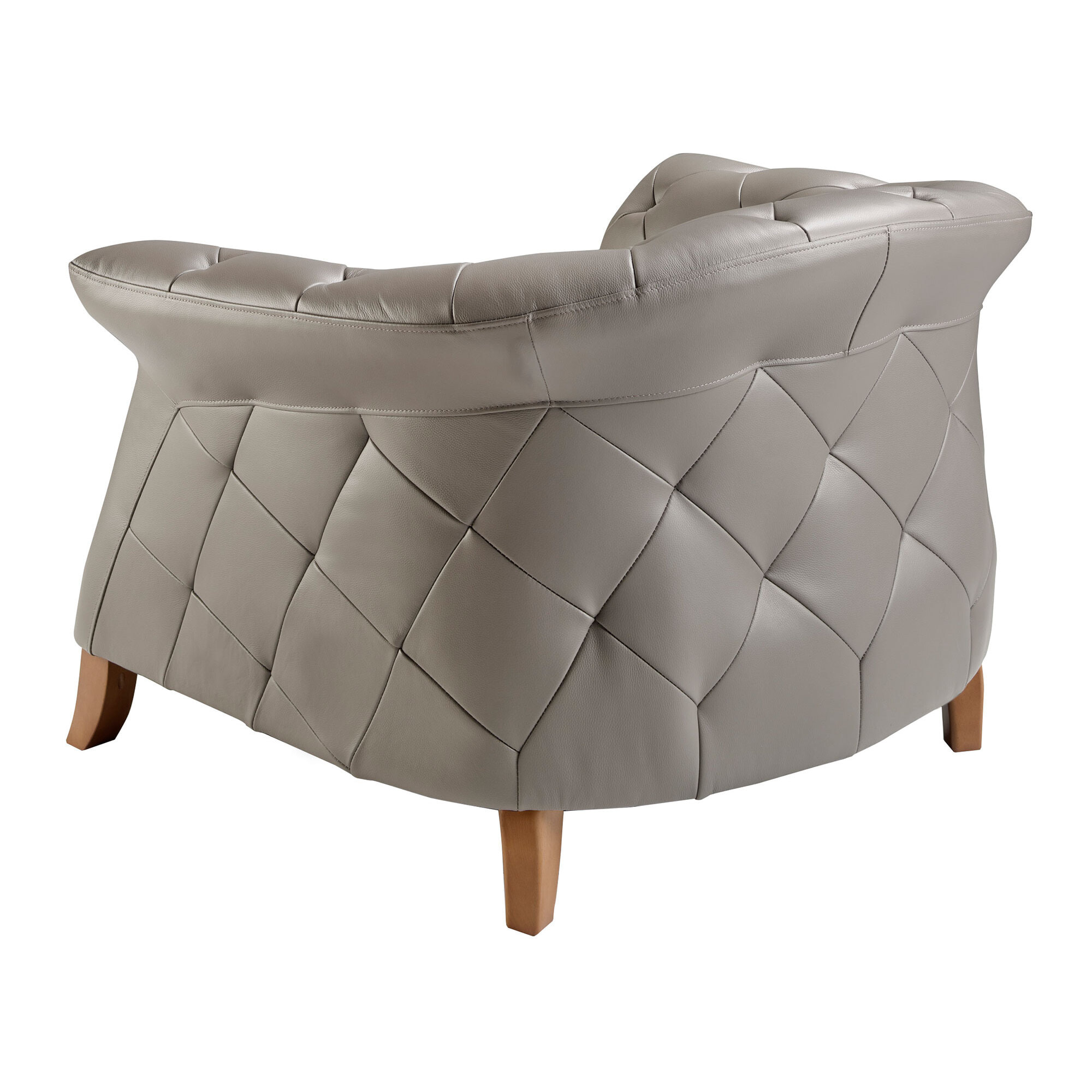 Sillón Angel Cerdá con reposabrazos con asiento y respaldo tapizados en piel de origen vacuno en gris patas de madera en miel 112x99x81cm