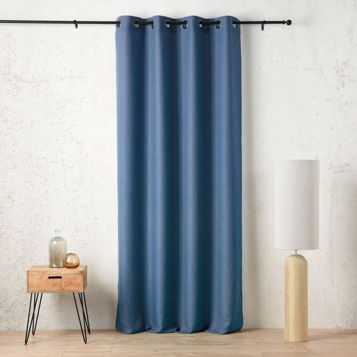 Rideau tamisant à œillets polylin satin - Bleu