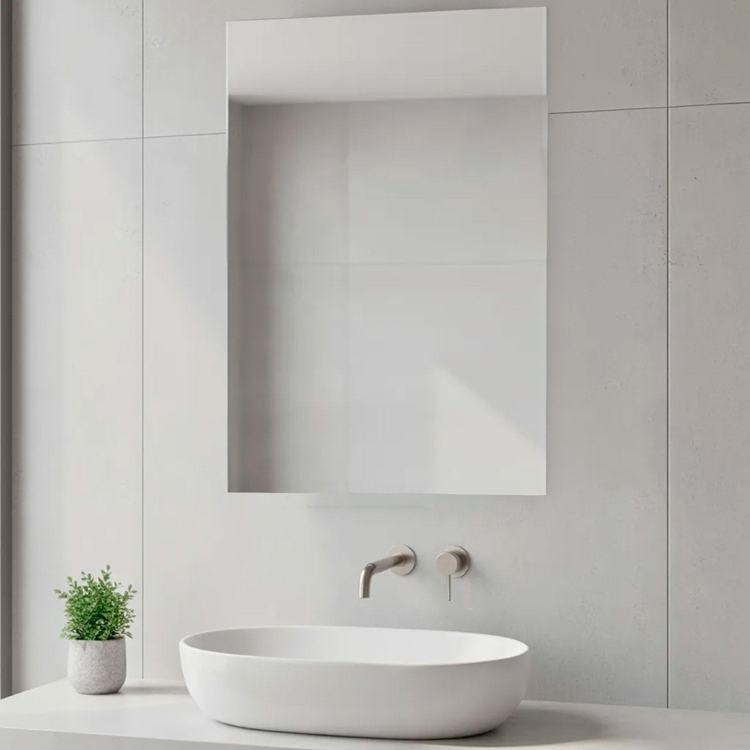 Specchio Rettangolare Filolucido Con Vetro Da 5 mm Bordi a 90&deg; Installazione Verticale e Orizzontale Reversibile Con Pellicola Antiesplosione e Ganci Inclusi Design Moderno Per Bagno Casa 70 X 100 Cm