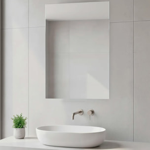 Specchio Rettangolare Filolucido Con Vetro Da 5 mm Bordi a 90&deg; Installazione Verticale e Orizzontale Reversibile Con Pellicola Antiesplosione e Ganci Inclusi Design Moderno Per Bagno Casa 70 X 100 Cm