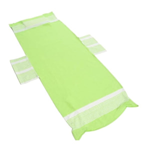 INTRECCI Telo Mare Lettino Verde Acido in Cotone + Poliestere con Tasche ed Elastici, Ultra assorbente Lettino Spiaggia con Cuscino