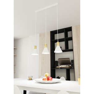 Lampada a sospensione Rosa in acciaio bianco e oro