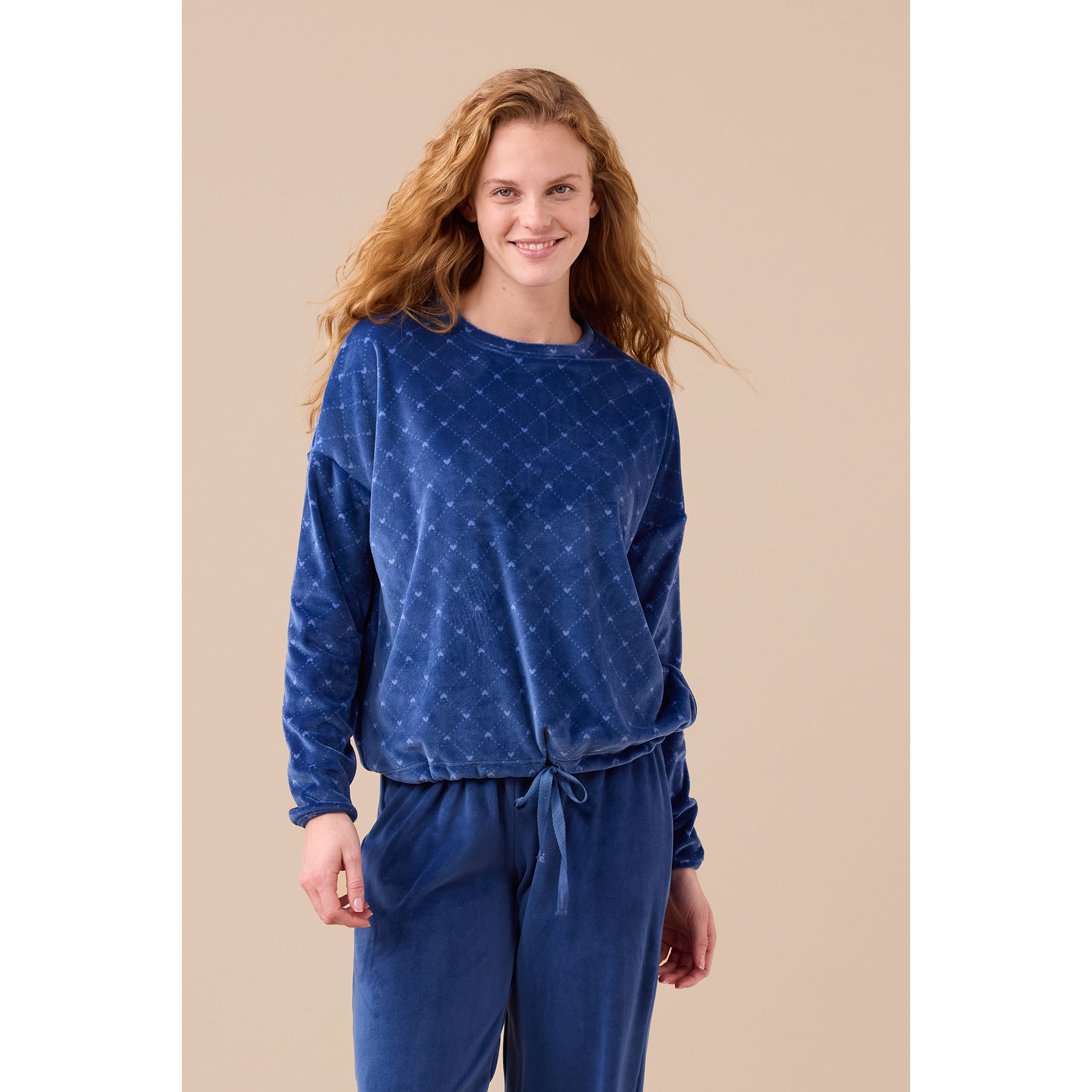 Completo donna ciniglia felpata - soft touch articolo cuori. Noidinotte