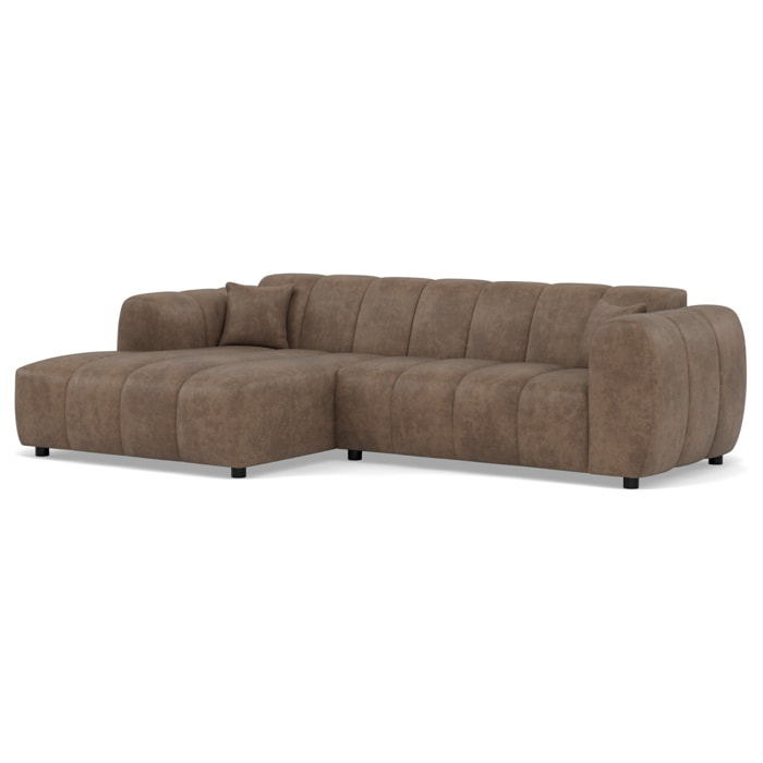 Curtis - canapé d'angle gauche 4 places en simili - Taupe