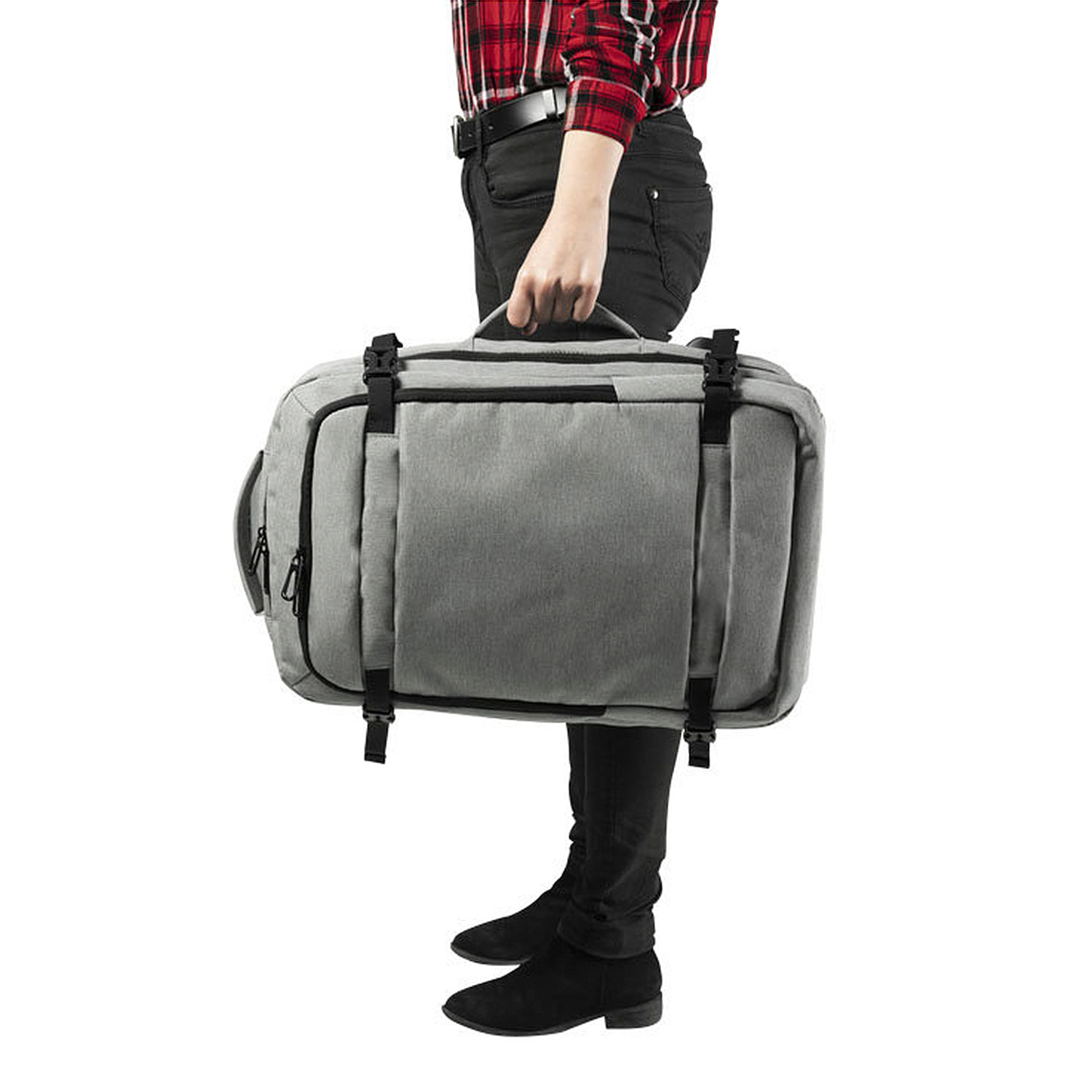 DAM Mochila Sulkan multi compartimento, porta Laptop 17". Toma USB externa. Adaptable a Trolley. 32x20x46 Cm. Color: Gris