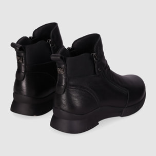 Botines de Piel - Negro - Tacón: Bajo