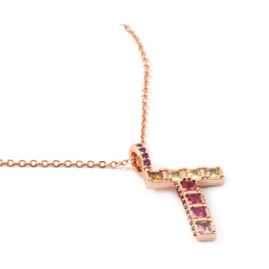 Collar T acabado oro rosa 18k