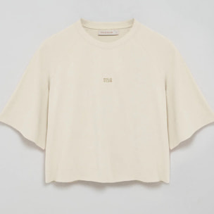 Camiseta color crudo Danae con logo bordado
