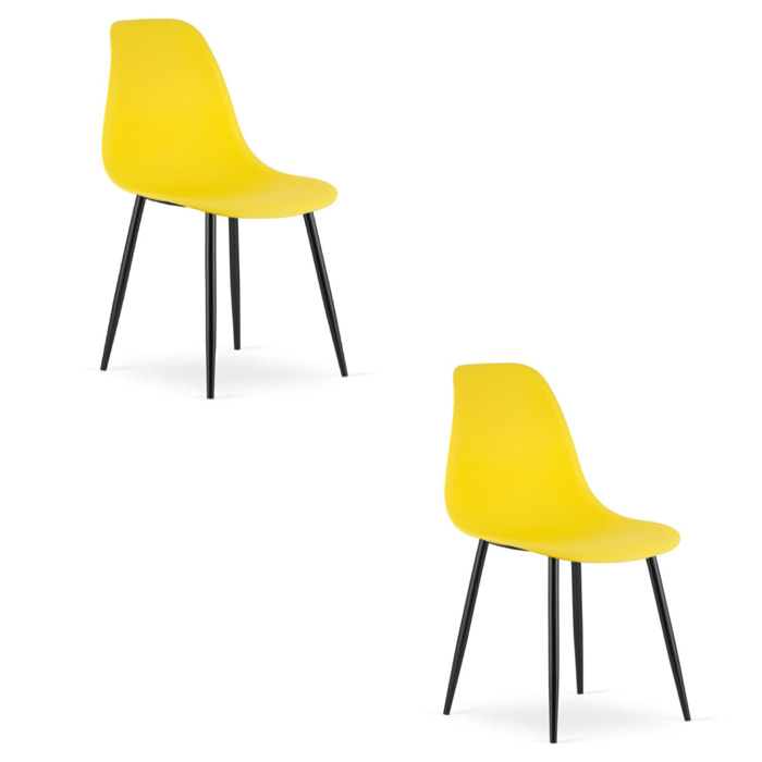 Set di 2 sedie moderne WAT in polipropilene giallo