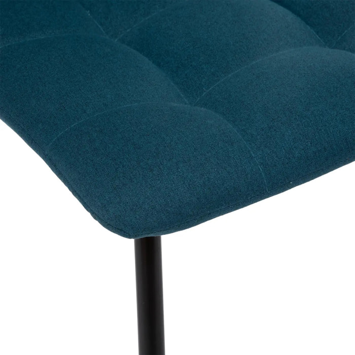 Chaise "Sirac" - bleu canard - pieds métal noir