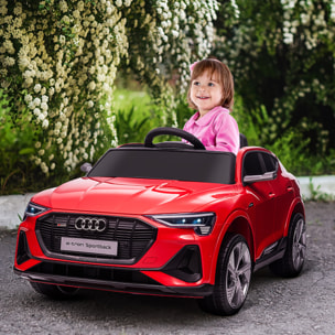 Coche Eléctrico para Niños de +3 Años Audi E-tron, Coche de Batería 12V con Mando a Distancia, Faros LED, Bocina, Música, USB, Apertura de Puerta y Velocidad 3-5 km/h, Rojo