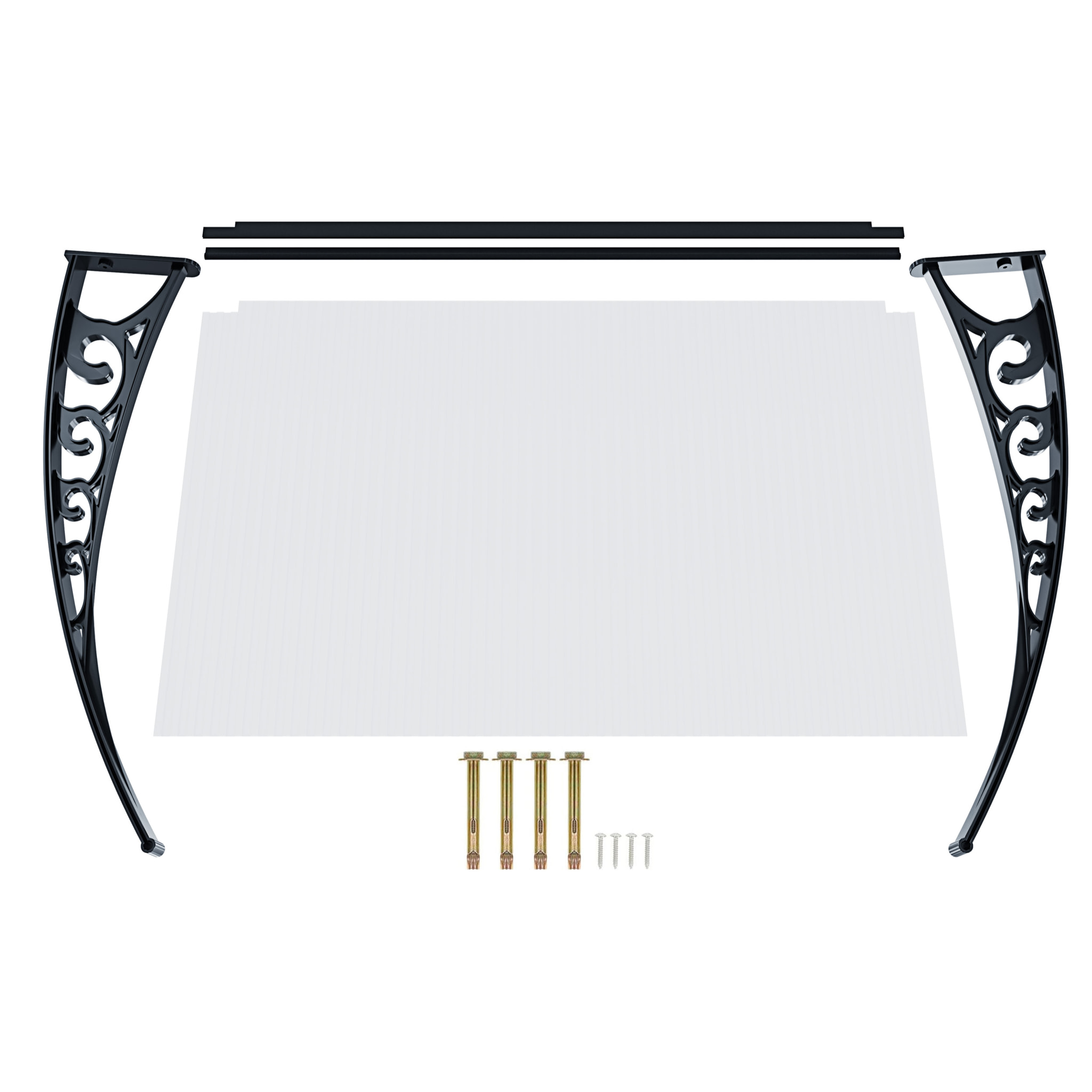 Pensilina Per Copertura In Policarbonato Alveolare Tettoia Modulabile Per Esterno Porte Balcone Finestre Elegante Resistente Trasparente 80 x 120 cm