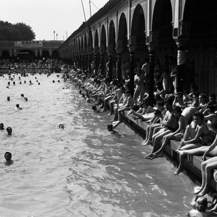 Affiche photo ancienne Piscine Deligny - Paris Affiche sous cadre noir
