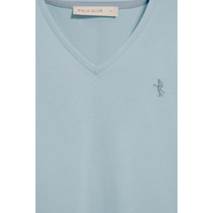 Camiseta azul claro de escote en pico y bordado Rigby Best