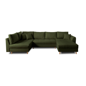 Rune - canapé panoramique avec pouf d'appoint - 7 places - style scandinave - gauche - Vert