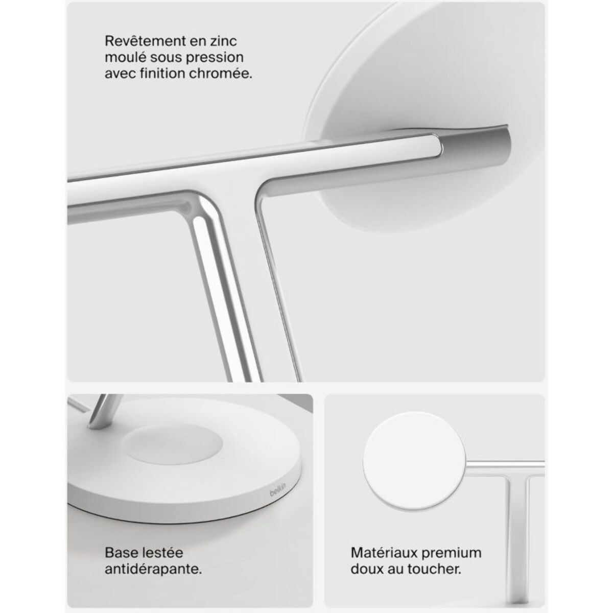 Chargeur induction BELKIN 15W Boost Charge Pro 3en1 Qi2 Blanc