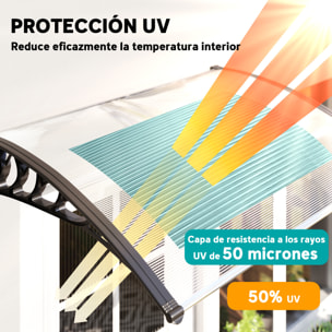 Marquesinas Exterior para Puertas y Ventanas, 122x89 cm, Tejadillo de Protección contra Sol y Lluvia, con Cubierta de Policarbonato, Soporte de Aleación de Aluminio, Blanco
