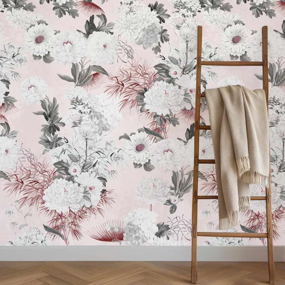 Carta da Parati Floreale Rosa Cipria