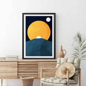 Affiche ""Himalaya by night"" Affiche + cadre en bois - Noir