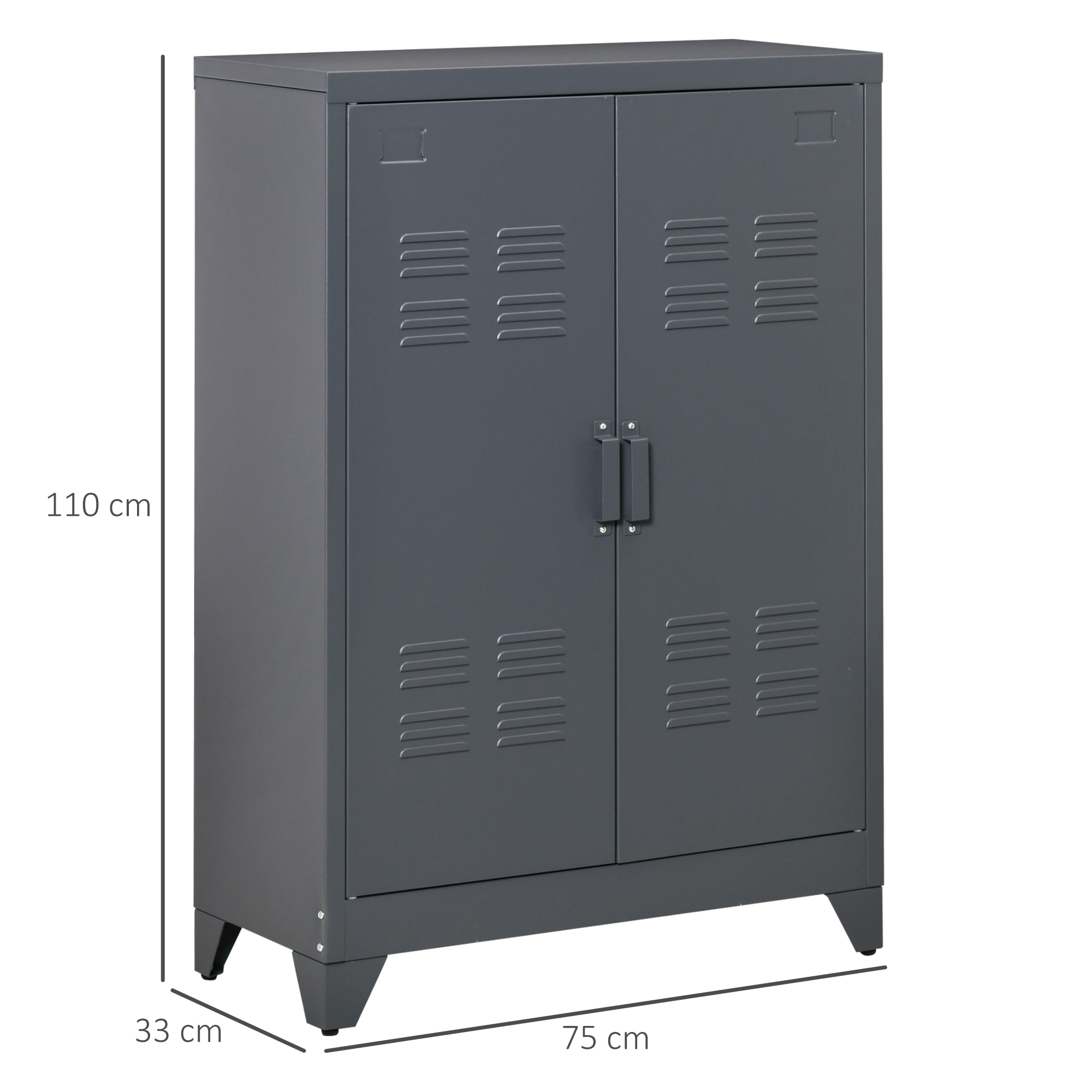 Armoire de rangement métal design industriel - 2 étagères - structure piètement tôle métal gris anthracite