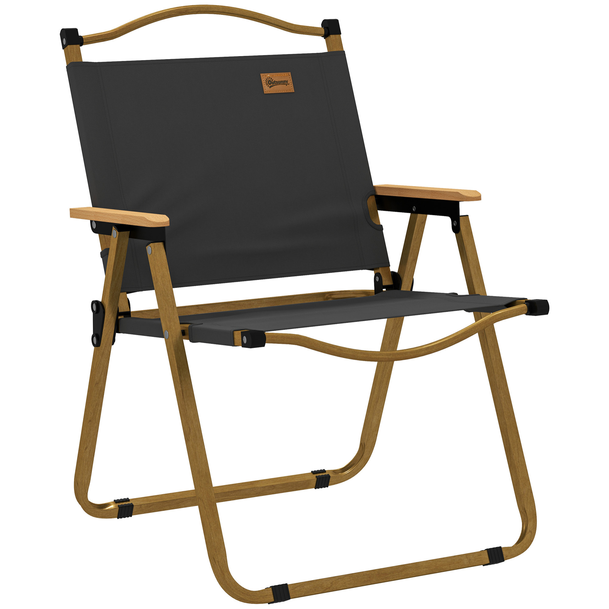 Chaise de plage camping pliante - poignée - structure acier oxford gris