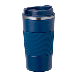 Vaso térmico en acero inox de doble pared y 400 ml de capacidad. Con dosificador en tapa y abrefácil, banda de silicona a juego y base antideslizante. Libre de BPA.
