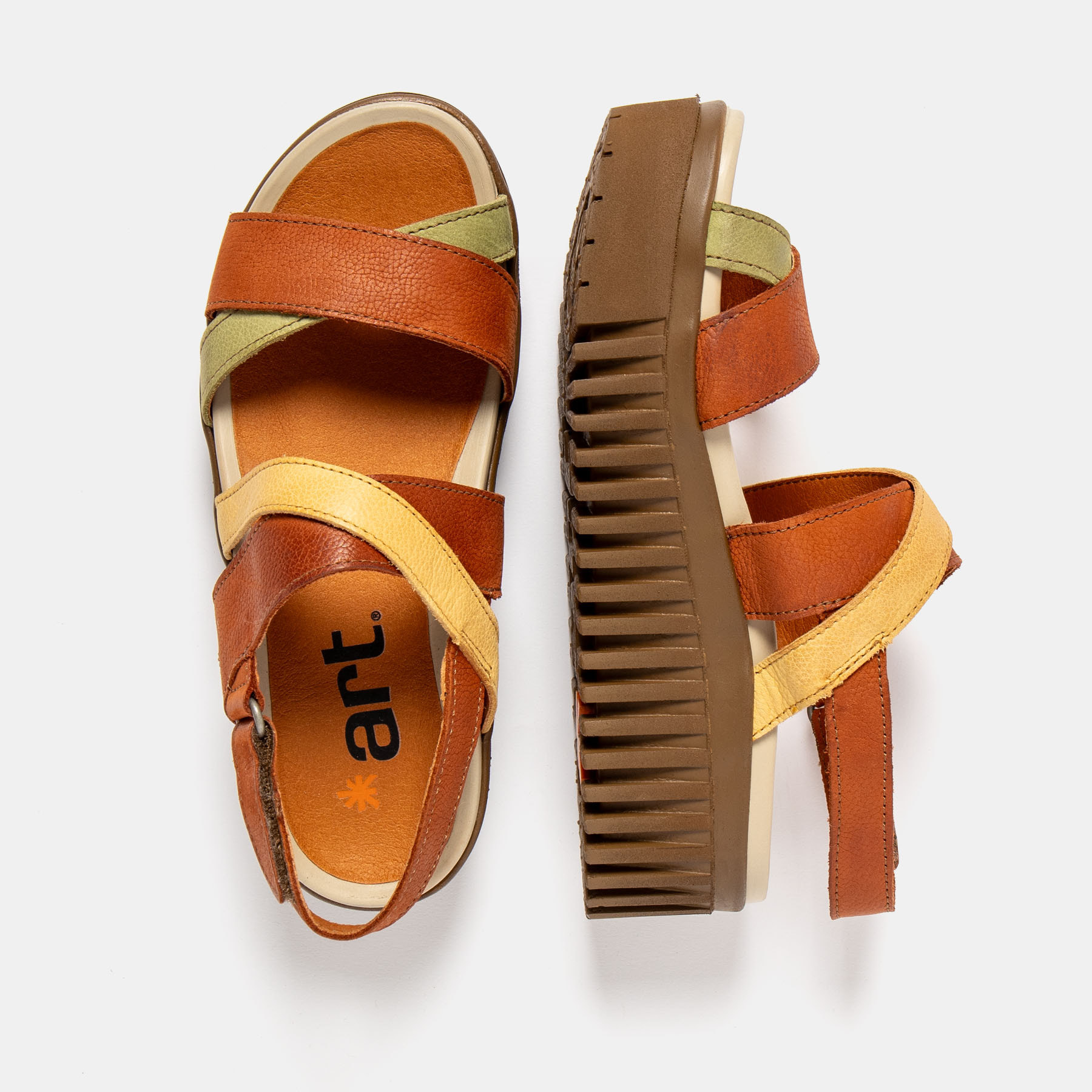 Sandalia de cuña 1676 MULTI DARK ORANGE-HONEY/BRIGHTON color Dark orange-honey