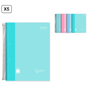 PACK 5 UNIDADES CUADERNO ESPIRAL A4 120 HOJAS 90 g/m²