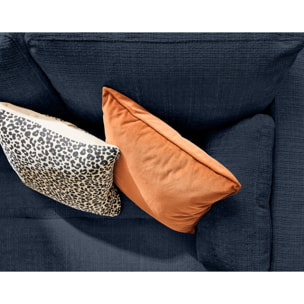 Anna - canapé droit 3 places convertible avec poche en velours texturé - Bleu