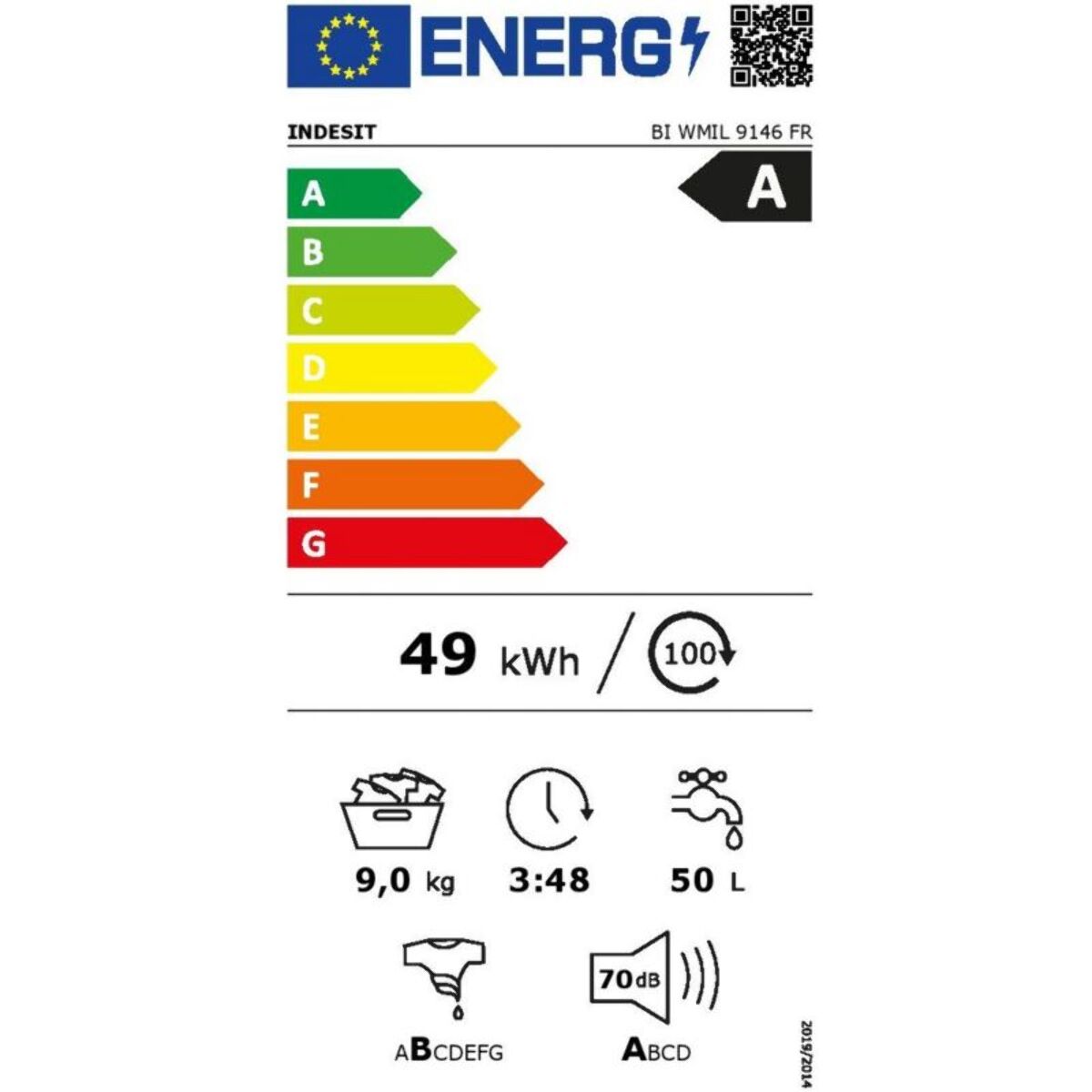 Lave linge hublot encastrable INDESIT BIWMIL9146FR