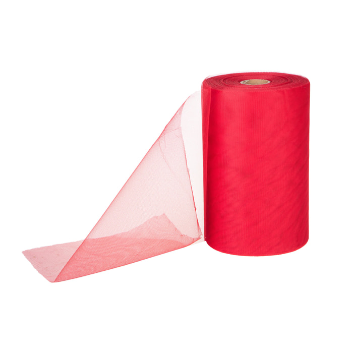 Tulle Rotolo 25 Cm 100 Mt - Pezzi 1 - 5X20X5cm - Colore: Rosso - Bianchi Dino - Decorazioni Varie