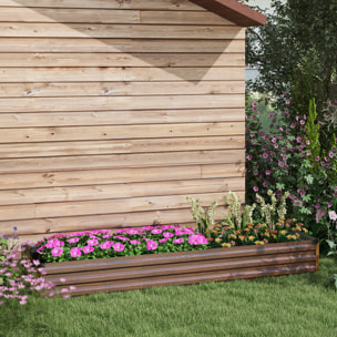 Carré potager rectangulaire dim. 240 x 60 x 30 cm tôle d'acier ondulé effet bois