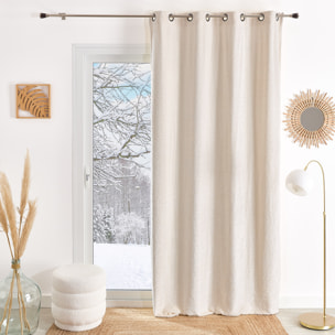 Rideau à oeillets chenille  - Effet peluche - Ecru