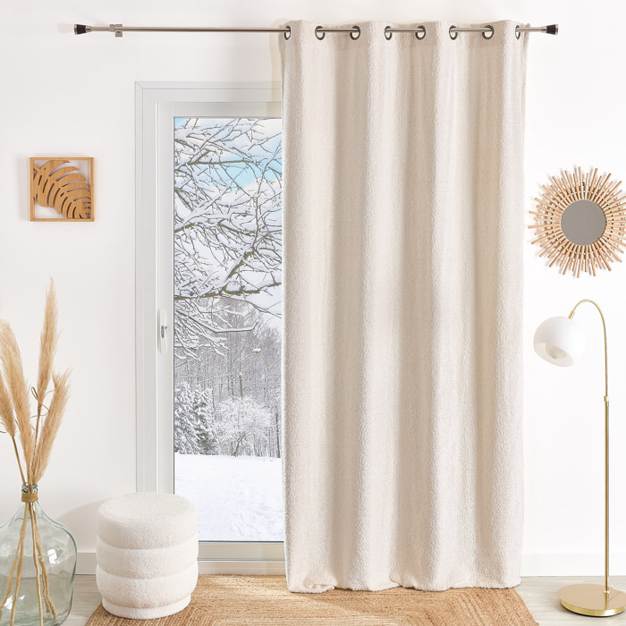 Rideau à oeillets chenille  - Effet peluche - Ecru