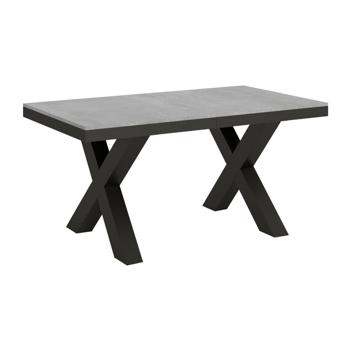 Table extensible 90x160/264 cm Traffic Evolution Gris Béton cadre Anthracite