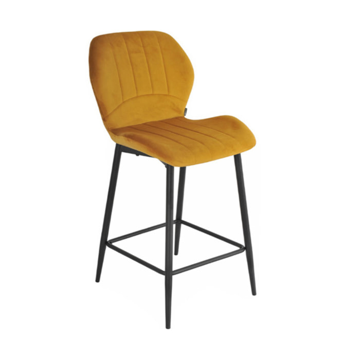 Chaise de bar en velours avec pieds en métal noir - FAUSTINE 2