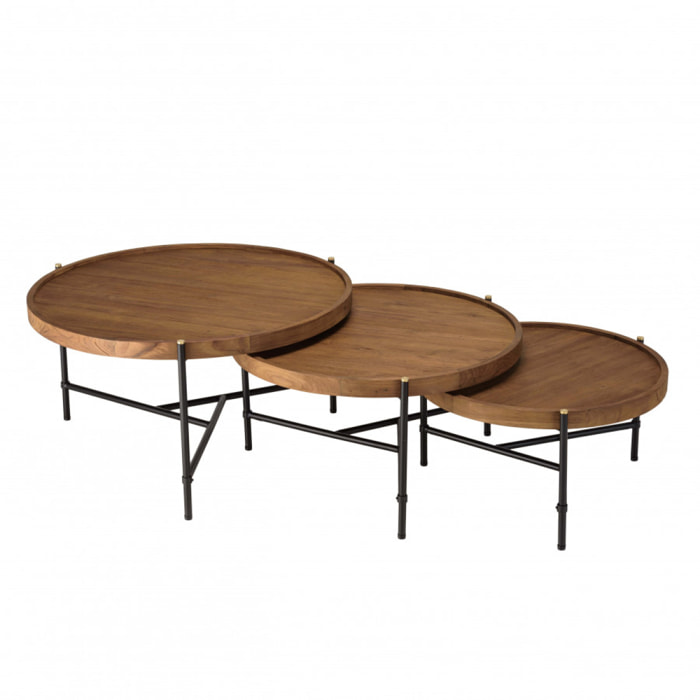 ALIDA - Set de 3 tables basses tripodes rondes