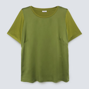 Fiorella Rubino - Camiseta de dos tejidos - Verde