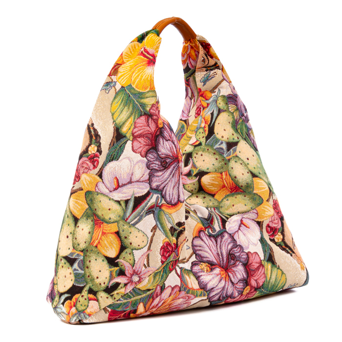 Banzi borsa Shopper in cotone, con manico in pelle. Design esclusivo.