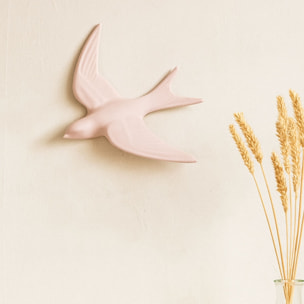 Déco murale hirondelle en Résine - Rose