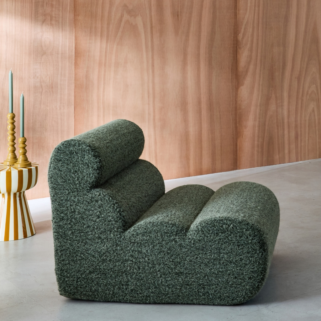 Chauffeuse tissu effet alpaca kaki 1 place - L 81 x P 99 x H 75cm - Nova