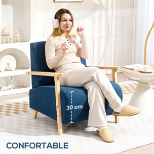 Sofá de 1 Plaza Tapizado en Borreguito Sofá de Salón de 74,5 cm con Acolchado Grueso Reposabrazos y Patas de Madera para Dormitorio Sala de Estar Azul Oscuro