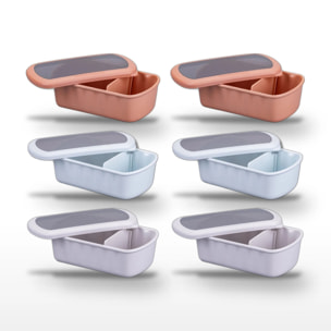 Lot de 6 Lunchbox Fackelmann Storage 1L avec compartiment réglable