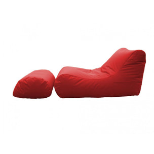 Chaise Longue moderna da soggiorno, Made in Italy, Poltrona con poggiapiedi in Nylon, Pouf imbottito per camera da letto, cm 120x80h60, colore Rosso