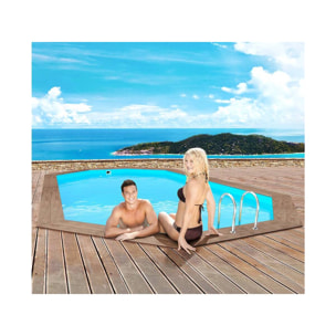 Piscine bois " Rio 130" - 5.60 x 3.70 x 1.39 m + Pompe à chaleur - Puissance 6.1 kW