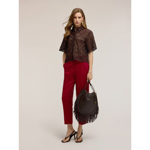 Motivi - Camicia boxy in pizzo macramé - Marrone