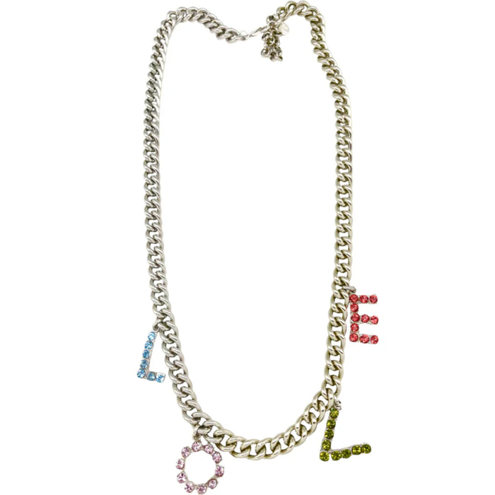 Collar largo LOVE en cristal Sw Multicolor y plata 10µ
