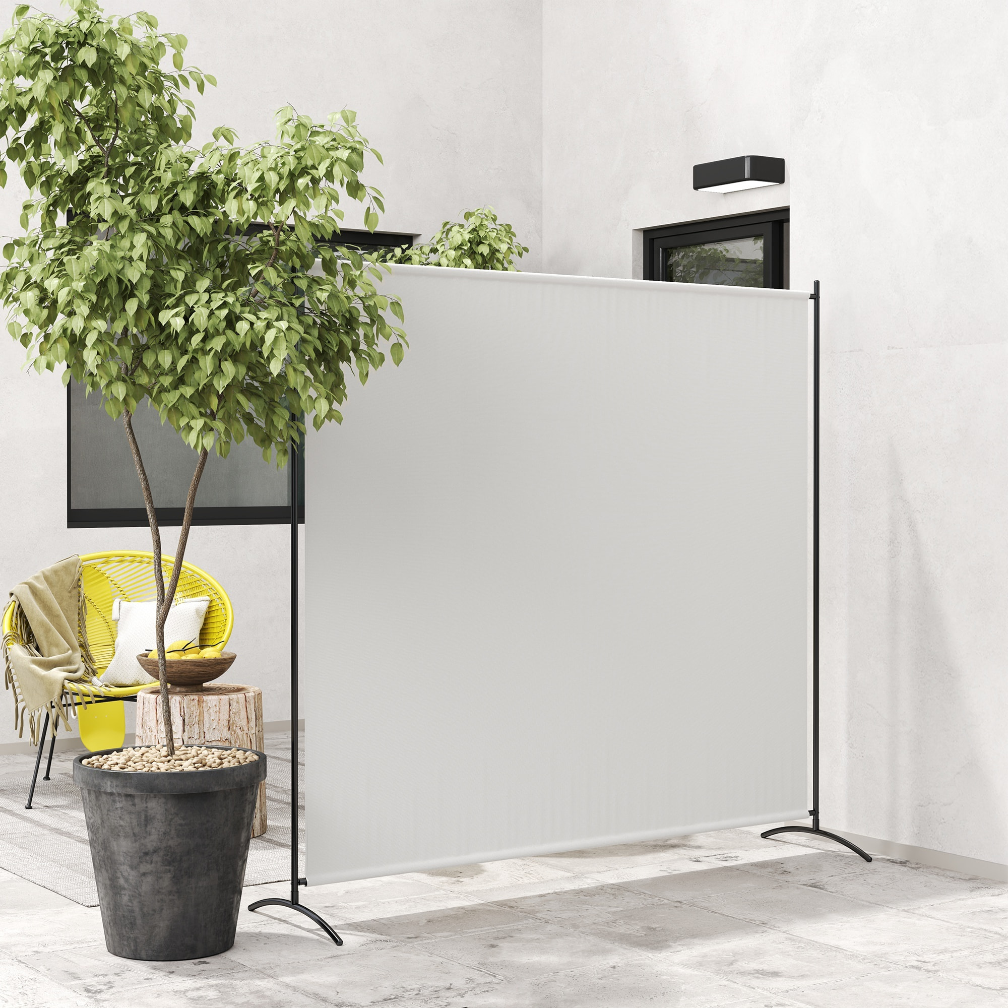 Paravent Extérieur à Panneau Unique, Séparateur de Pièce de 180H cm avec Protection UV30+, Panneau Brise-Vue avec Base Stable pour Intérieur et Extérieur, Beige