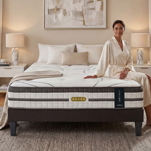 Matelas Hybride Concorde, Ressorts Ensachés & Mémoire de Forme, 26 cm, Soutien Ferme, Confort Lombaire, Garanti 10 ans